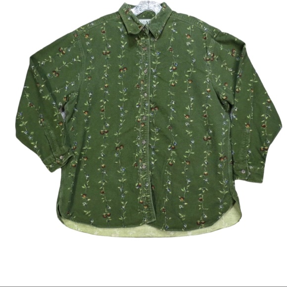 VTG Rare L.L. Bean Chamois Cloth Button Down Shirt Floral Cotton Women’s Size XS - Picture 2 of 5